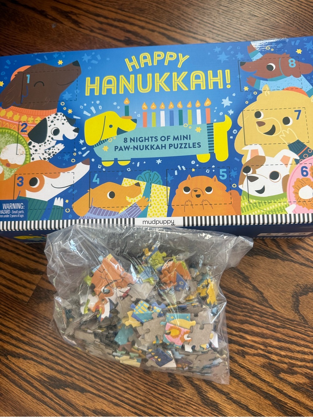 Happy Hanukkah! Mini Paw-Nukkah Puzzle Set - Blue & Multicolor